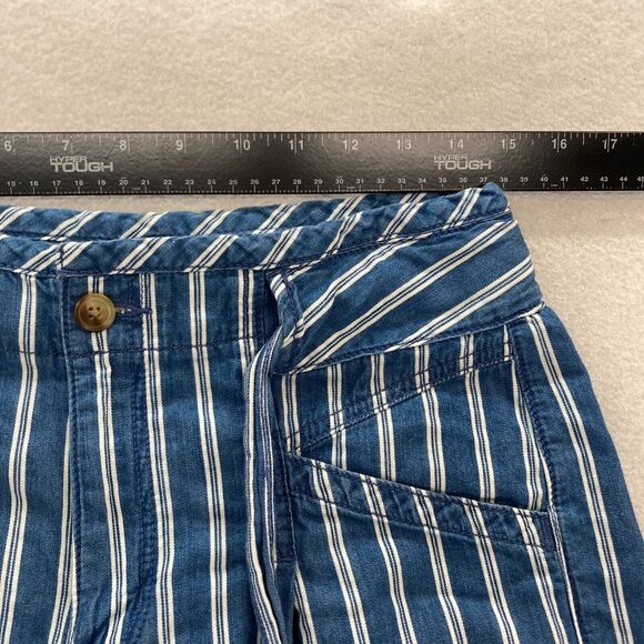 American Eagle Wide Leg Ankle Pants Women's 6 Blue White Striped Tie Waist Beach - Picture 7 of 13
